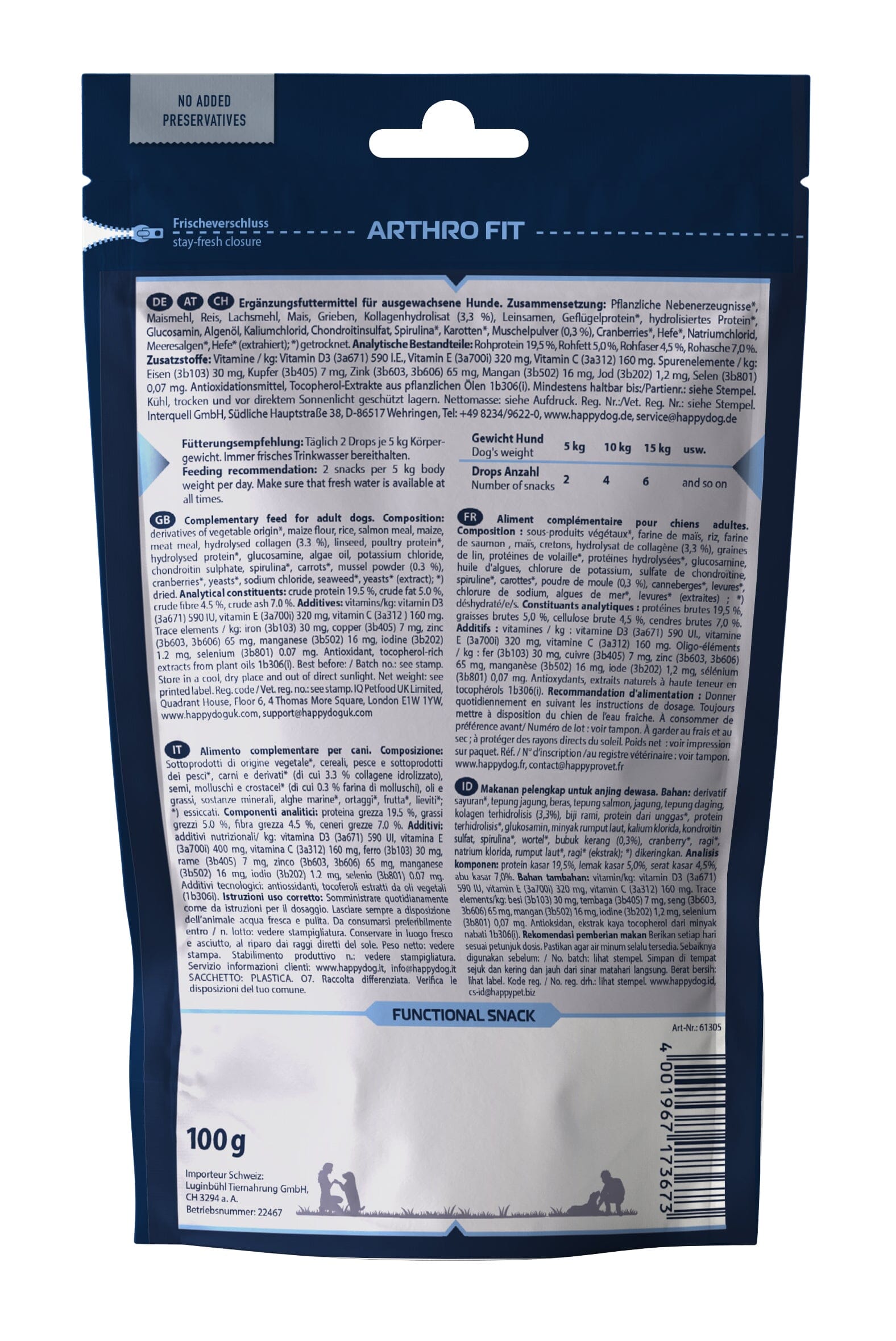 Arthrofit Snacks Back Of Packet