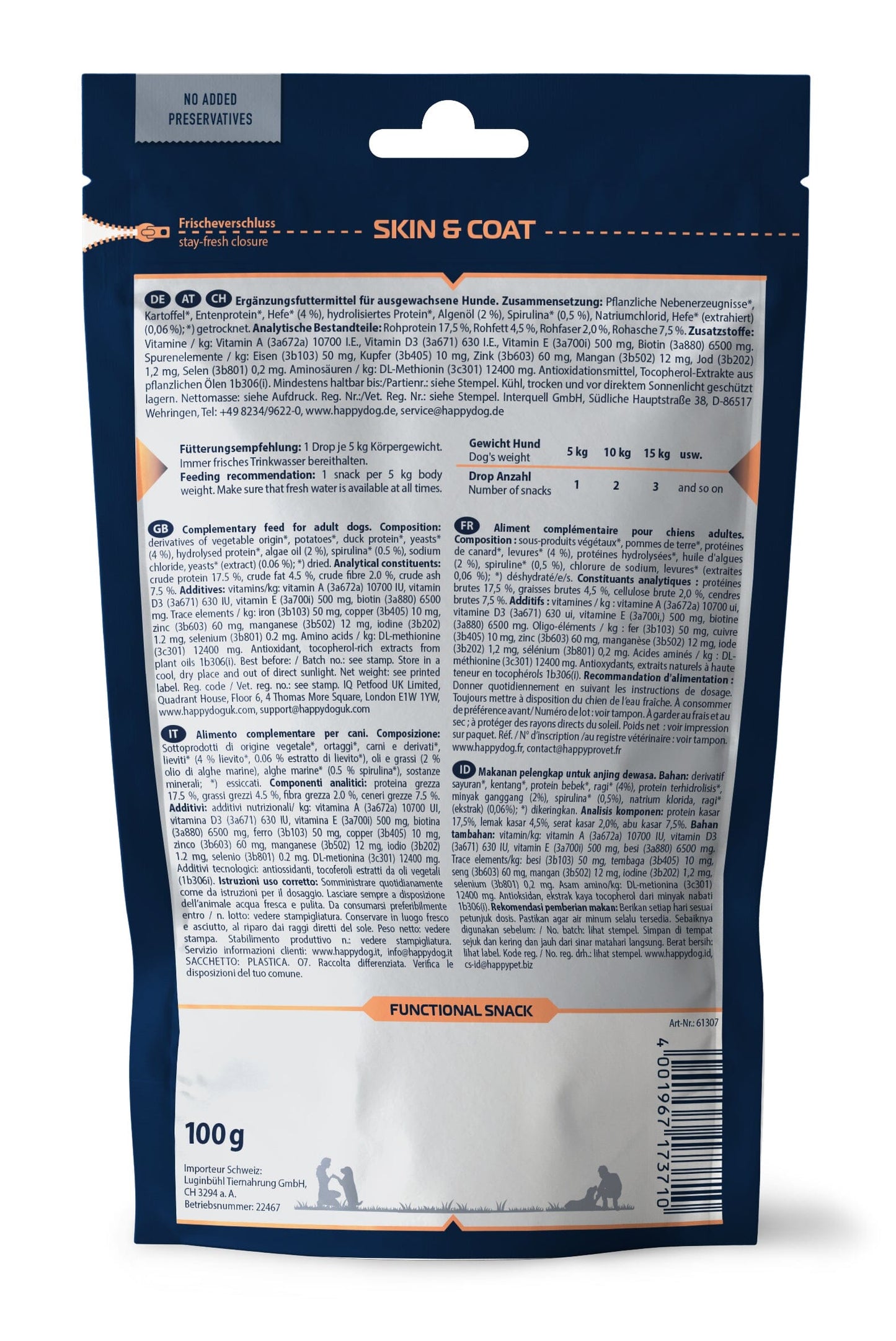 Skin & Coat Snacks Back Of Packet