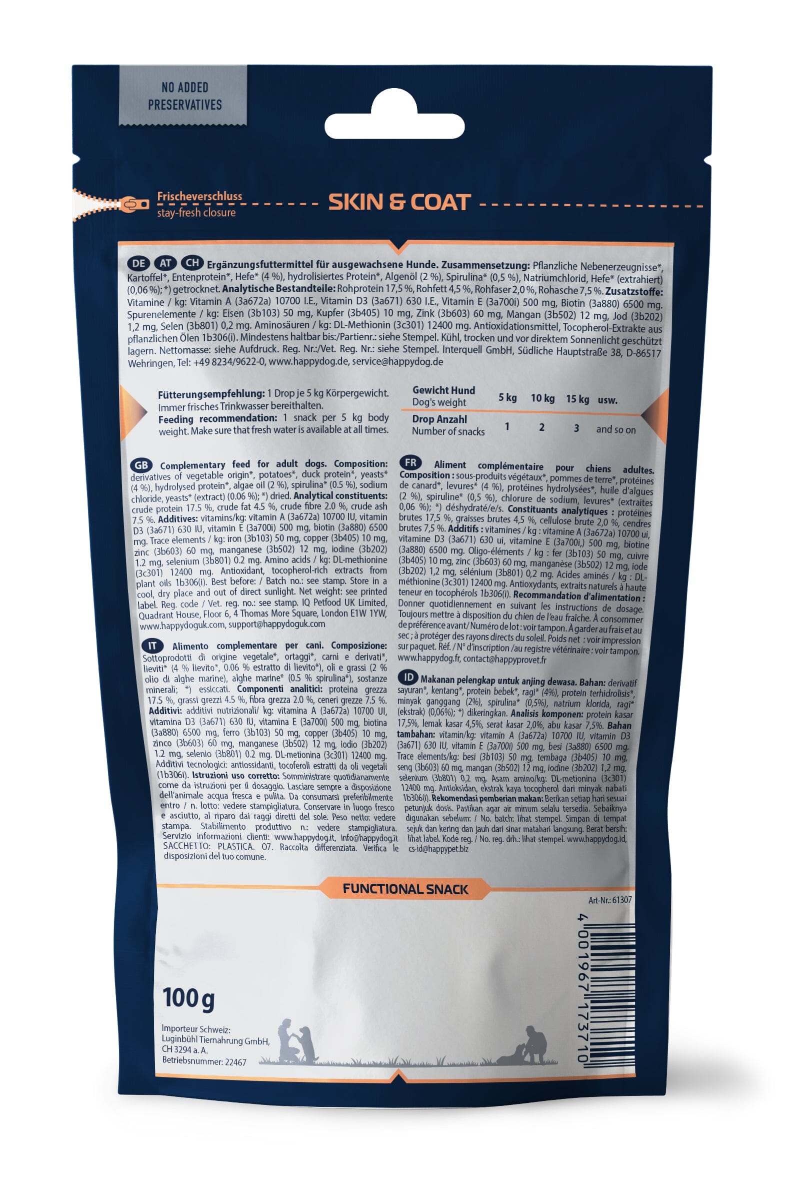 Skin & Coat Snacks Back Of Packet
