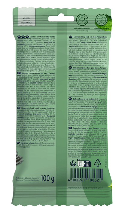 Back of Happy Dog Dental Sticks Mini packaging