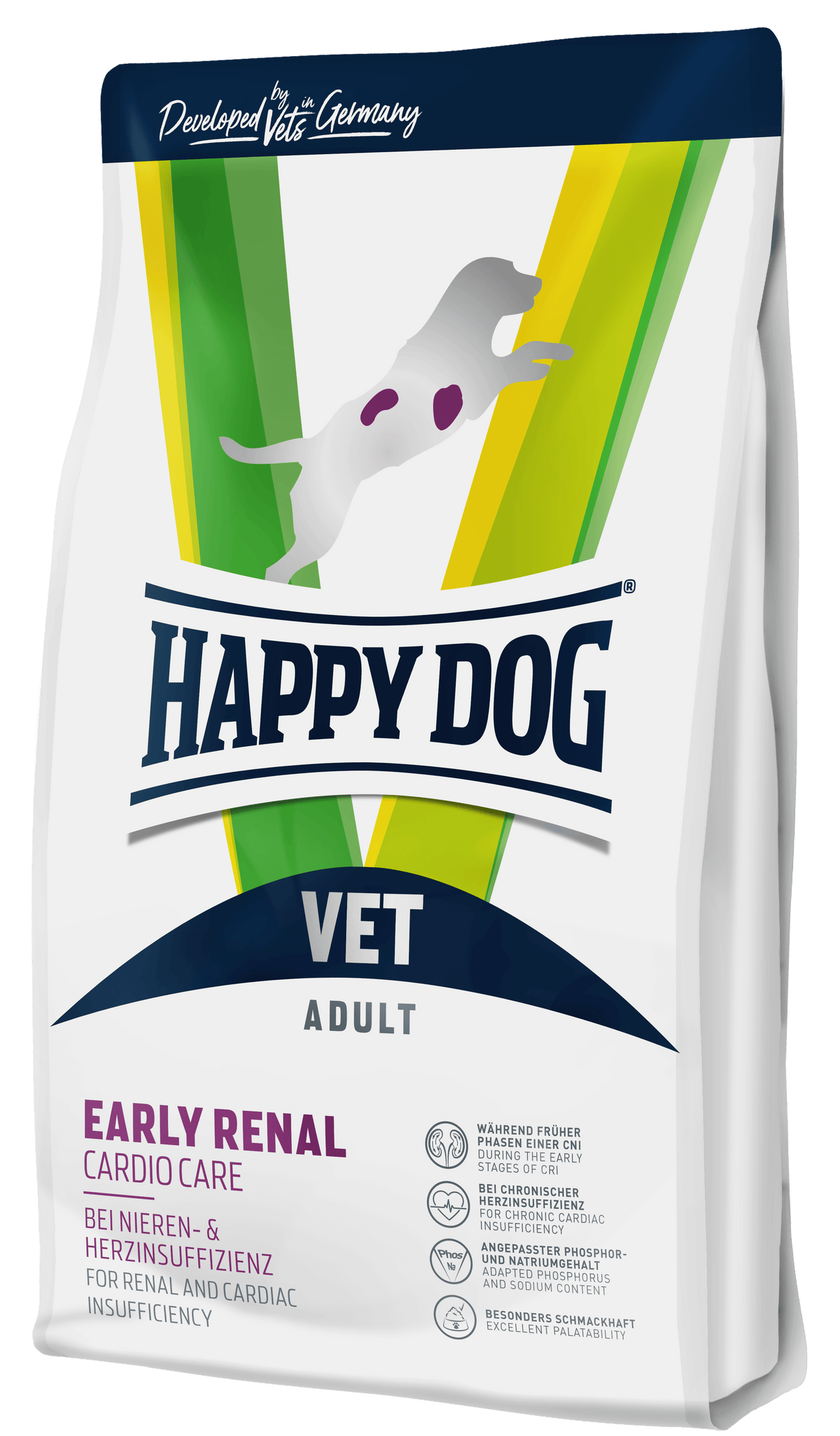 Back of Happy Dog VET Early Renal Cardio Care packaging